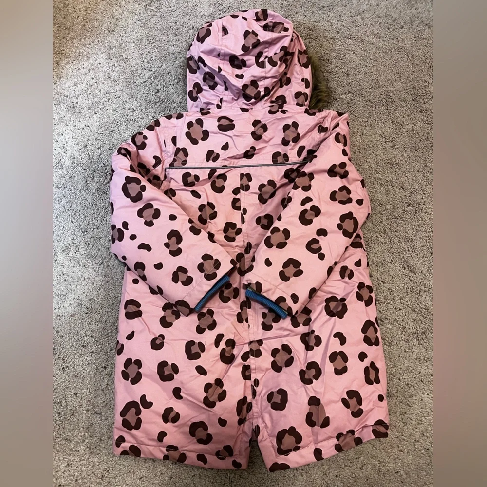 Mini Boden Pink Leopard Print Puffer Jacket Size 6-7 - Picture 4 of 6